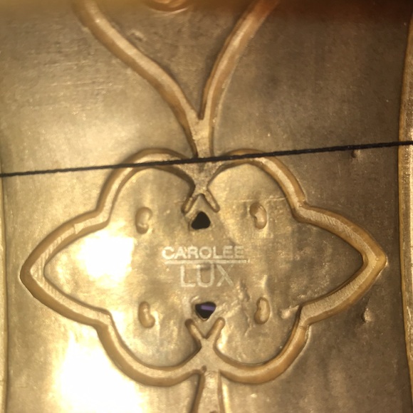 New Scarlet Red Open Cuff Bracelet Gem Center Gold Tone Scrolls By Carolee Lux - Picture 3 of 13